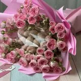 Съедобный букет «Нежность» с клубникой в бельгийском шоколаде и розами